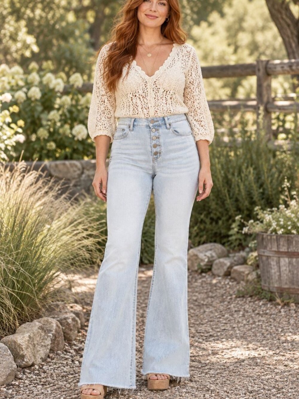 American Eagle Flare Jeans 12 Long Light Wash Button Fly Y2K Boho Raw Hem